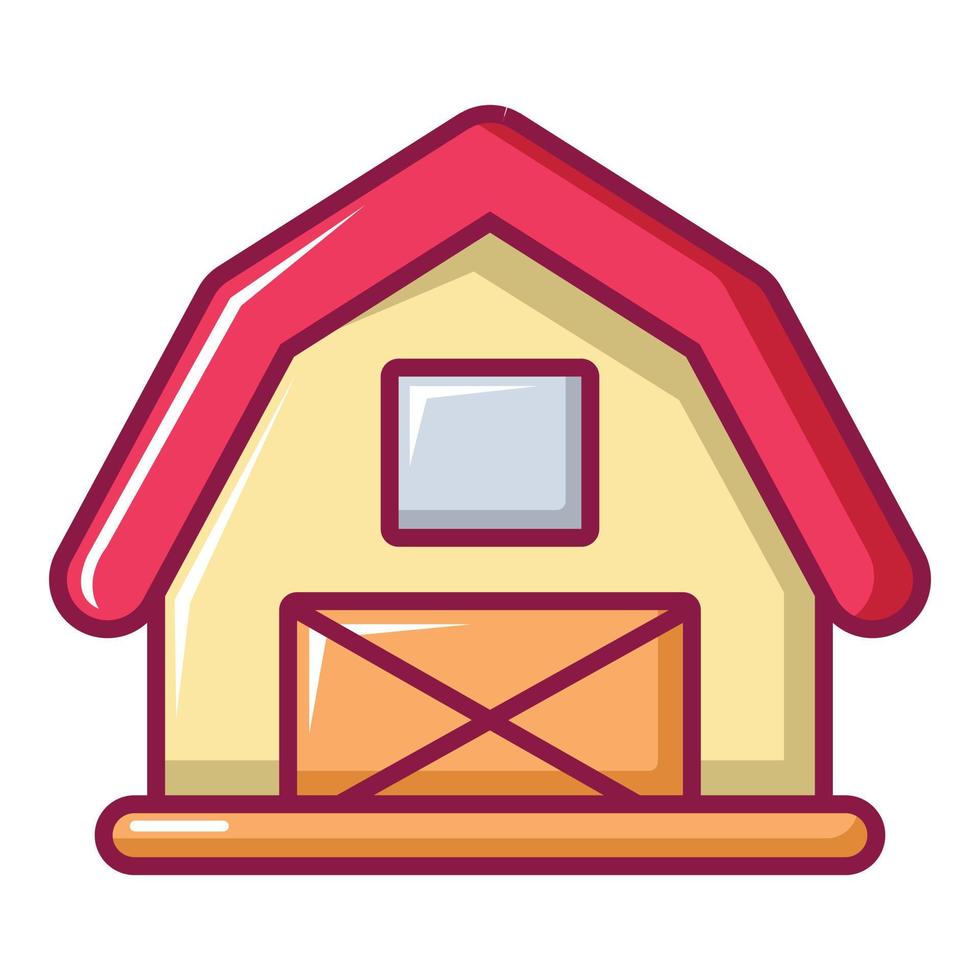 Red horse barn icon, cartoon style vector