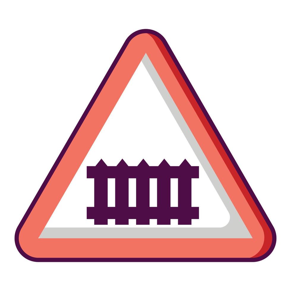 Crossing railroad barrier icon, cartoon style vector