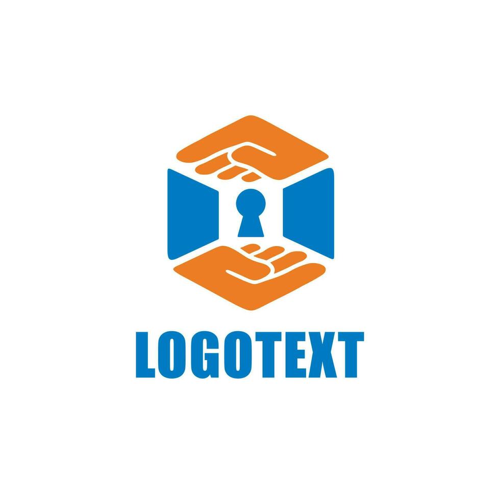 Lock Hand Security logo design template vector