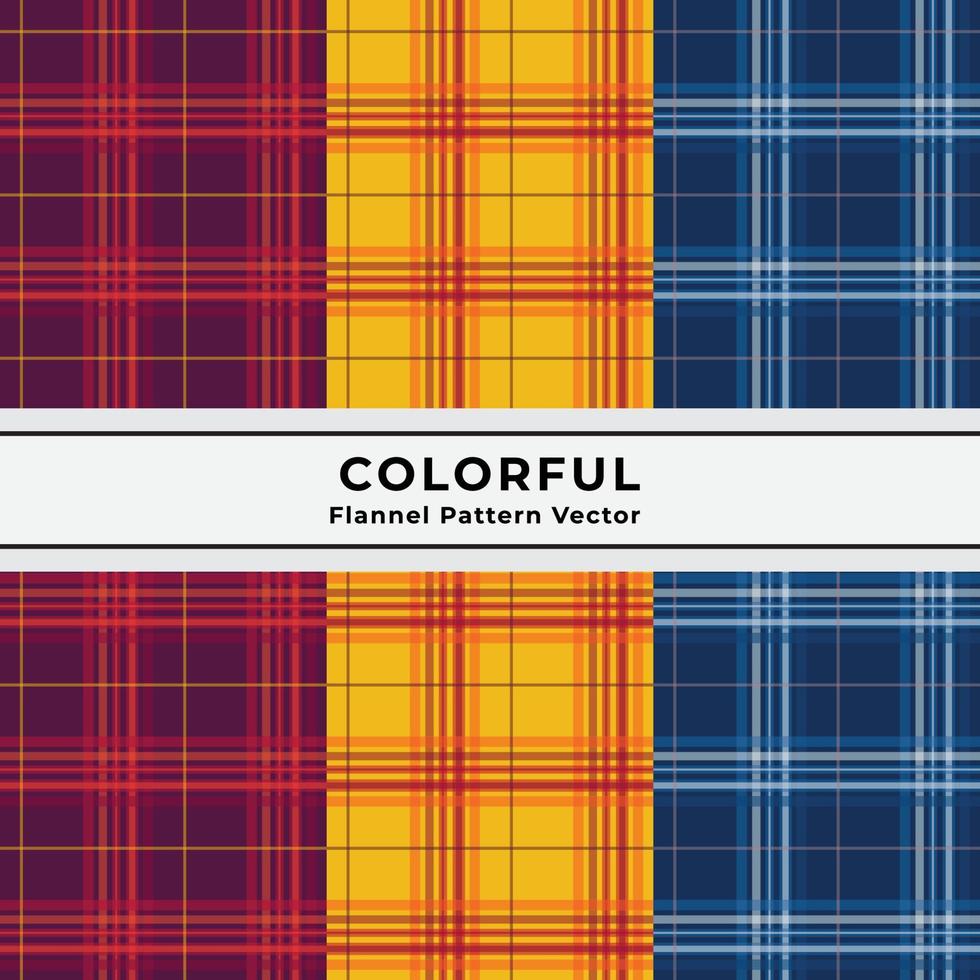 Three colorful flannel patter design vector