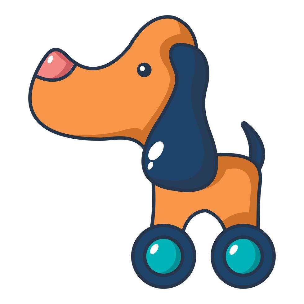 Dog toy on wheels icon, cartoon style vector