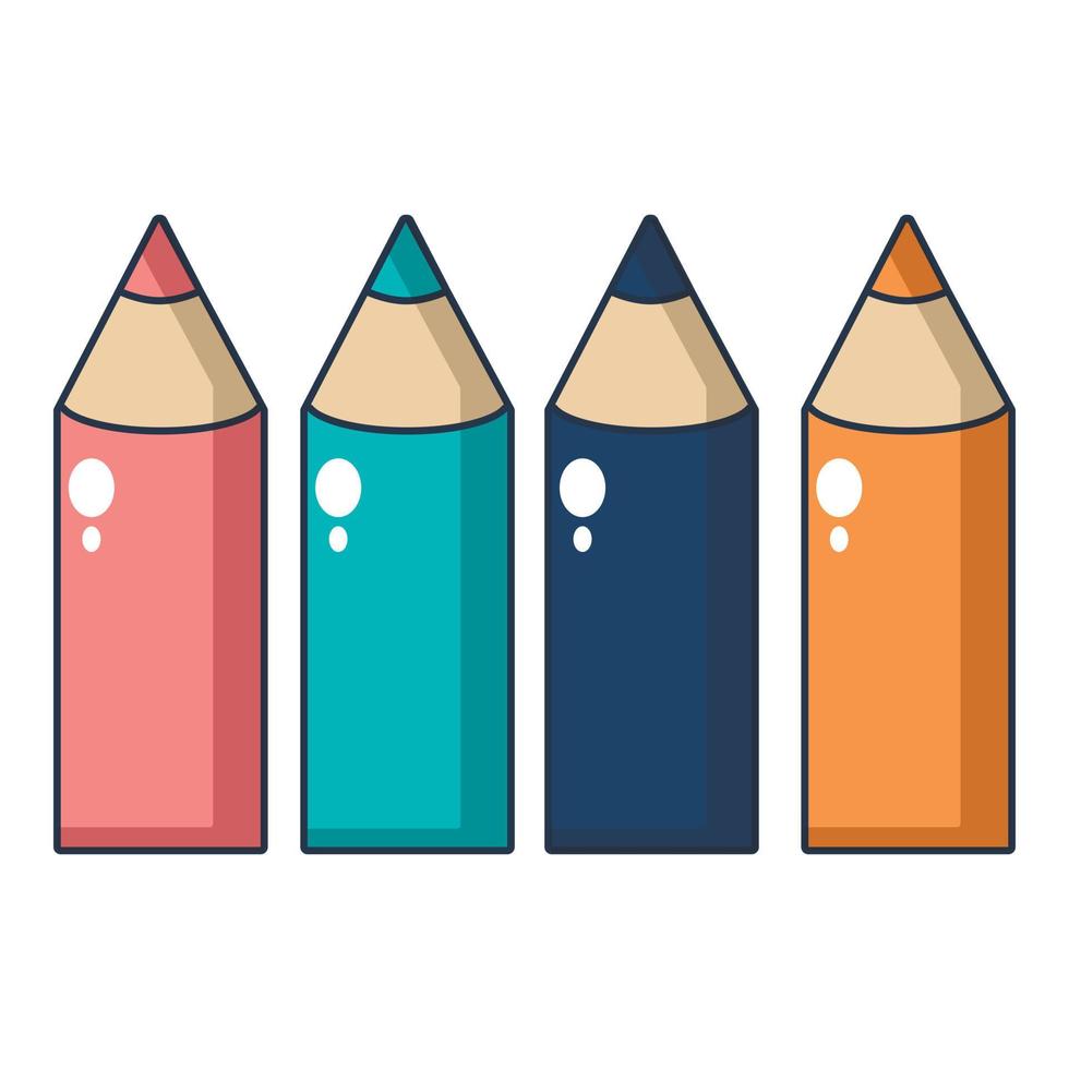 Colored pencils icon, cartoon style vector