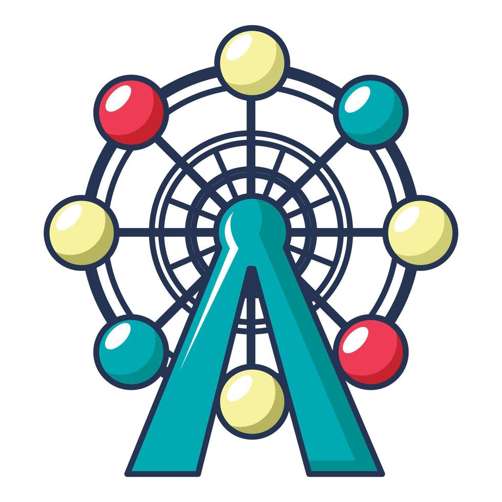 Ferris wheel icon, cartoon style vector