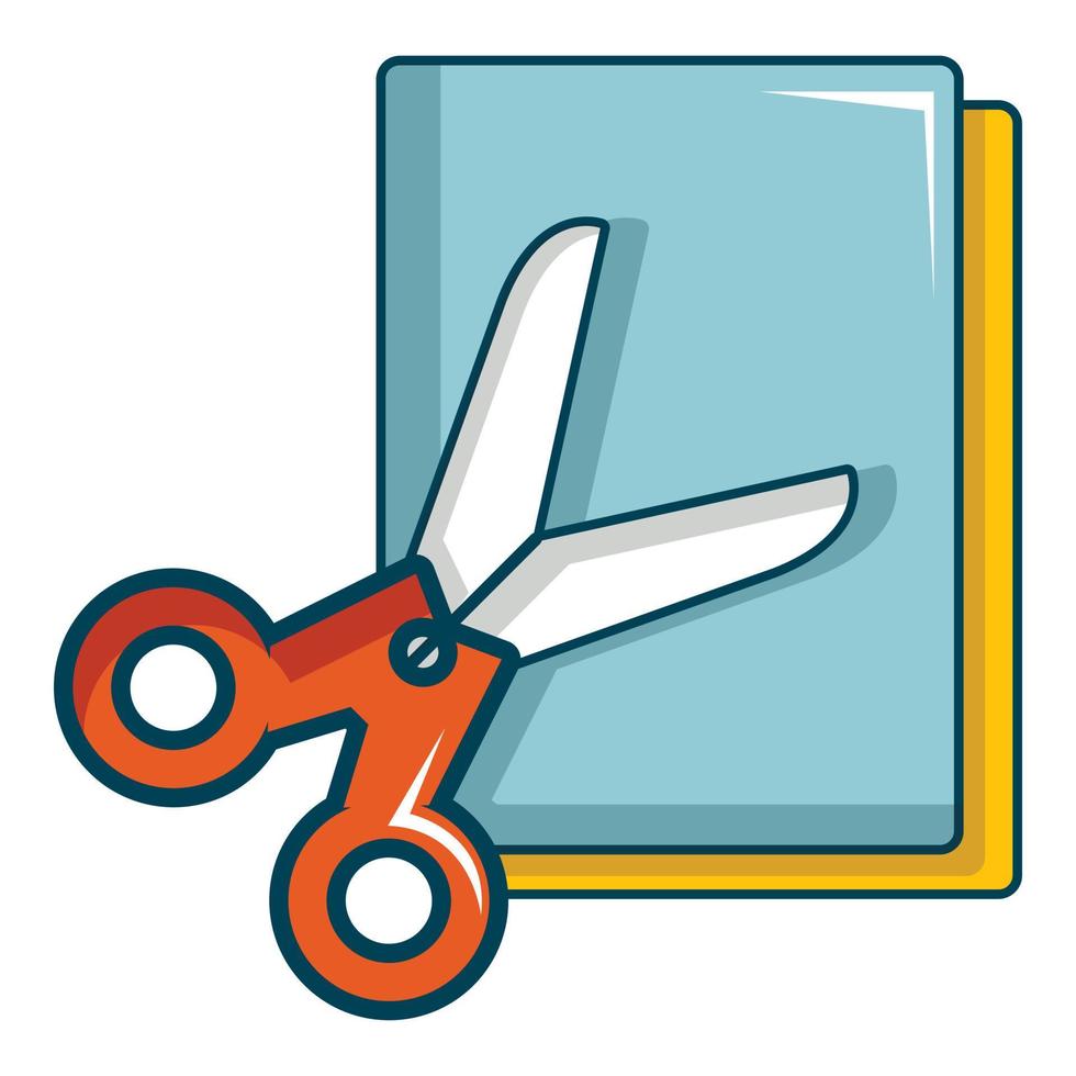 Colorful paper scissors icon, cartoon style vector