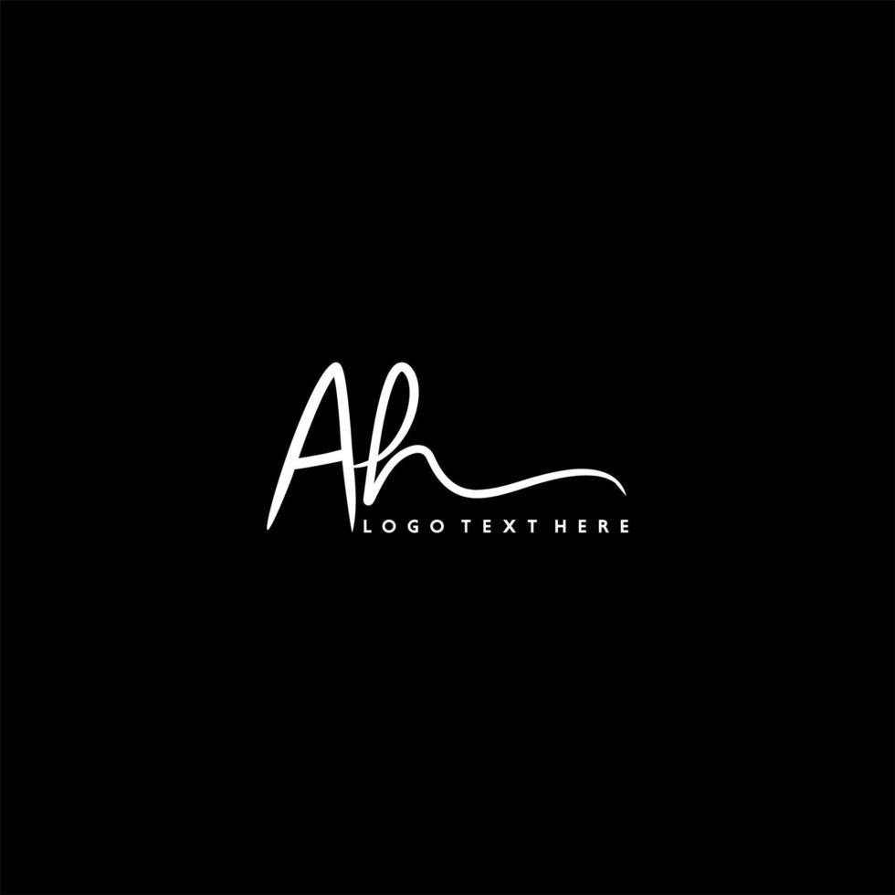 hand written AH letter logo vector