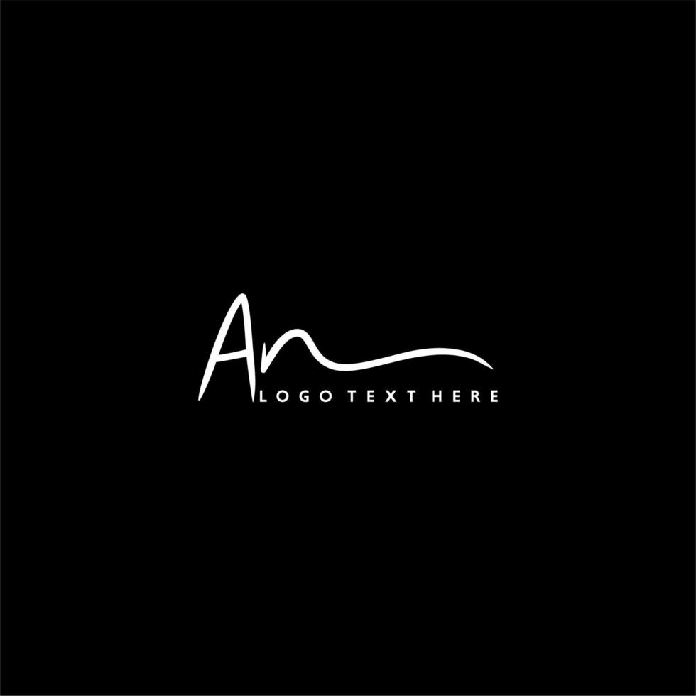 hand written AN letter logo vector