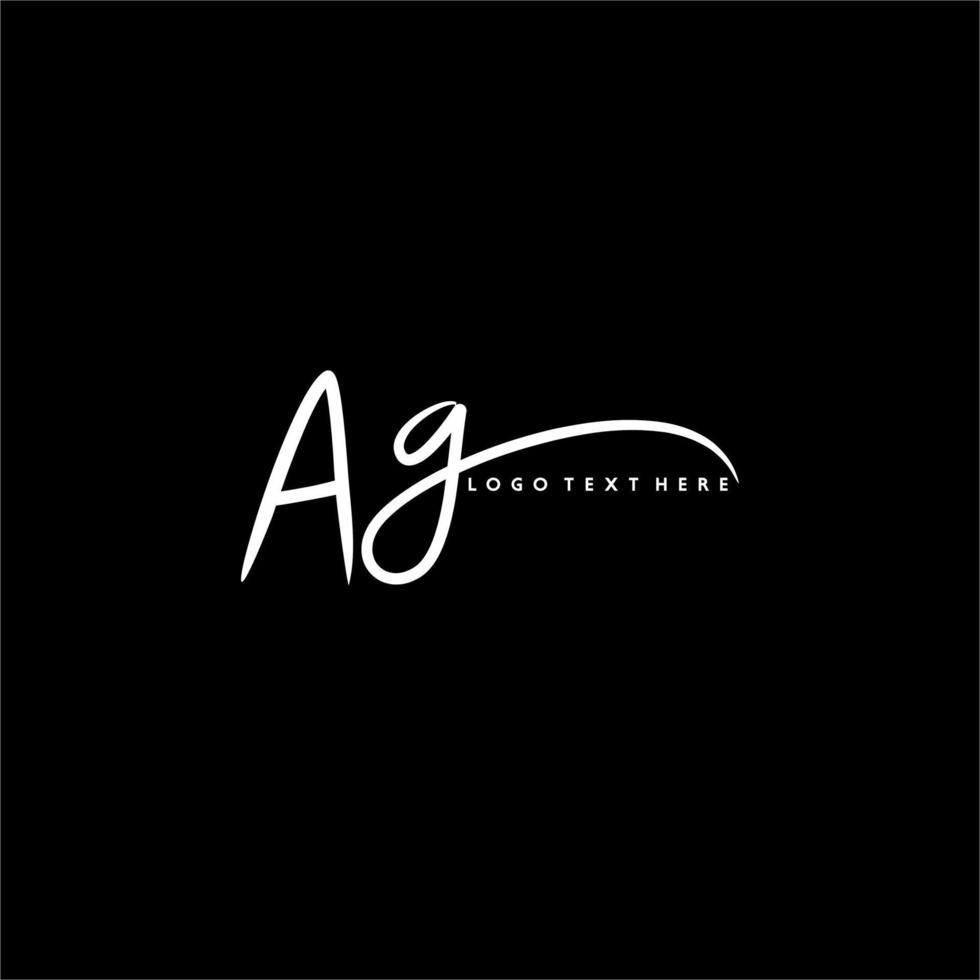 hand written AG letter logo vector