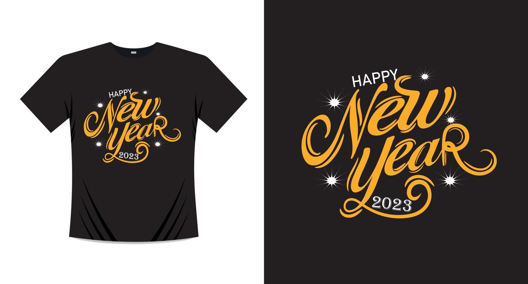 feliz año nuevo diseño de impresión de camiseta vector