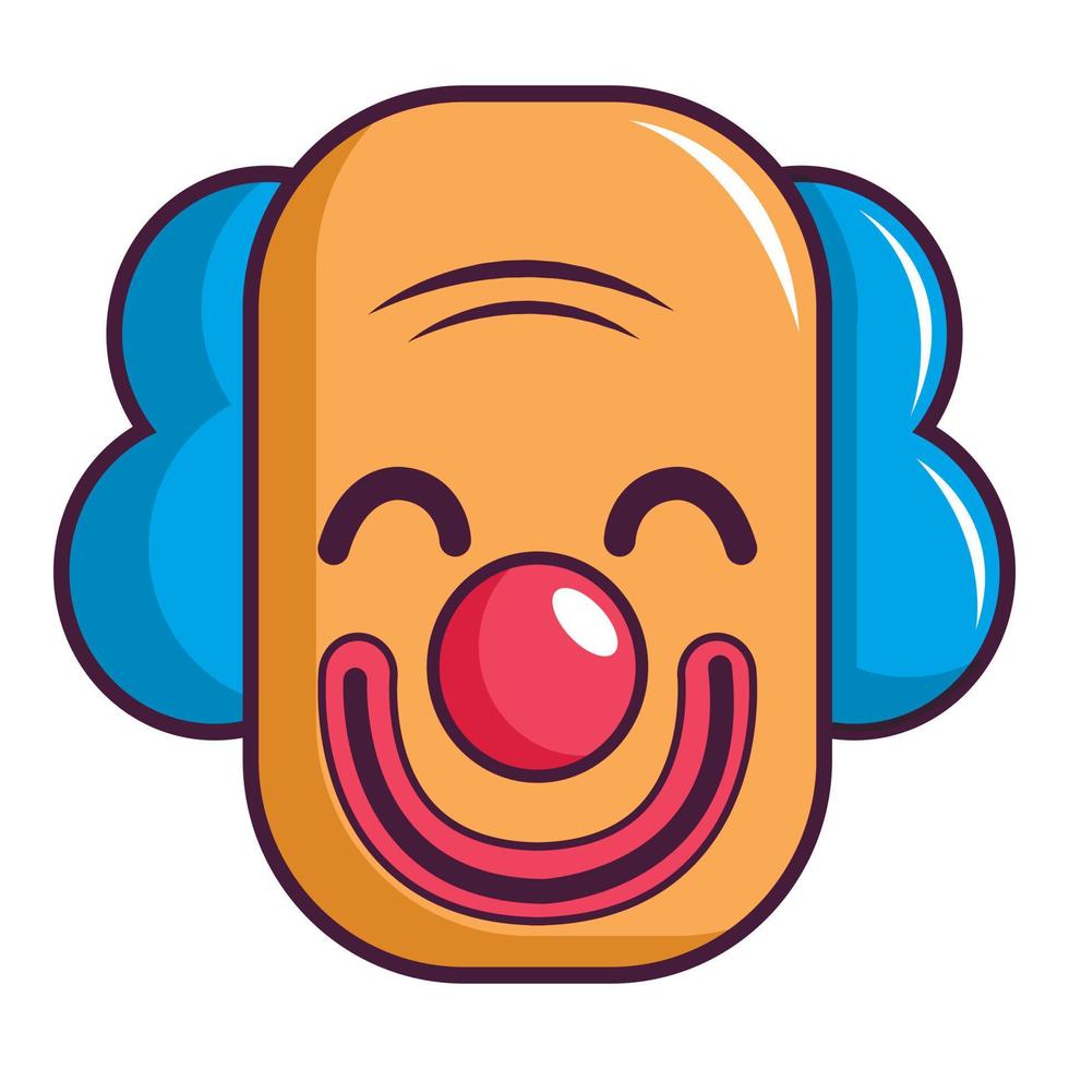 Smiling clown head icon, cartoon style vector