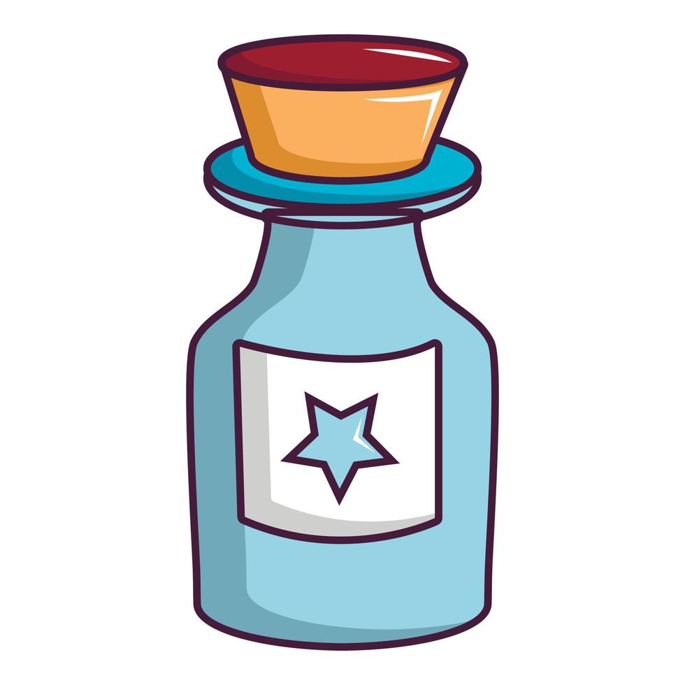 Bottle of magic icon, cartoon style vector