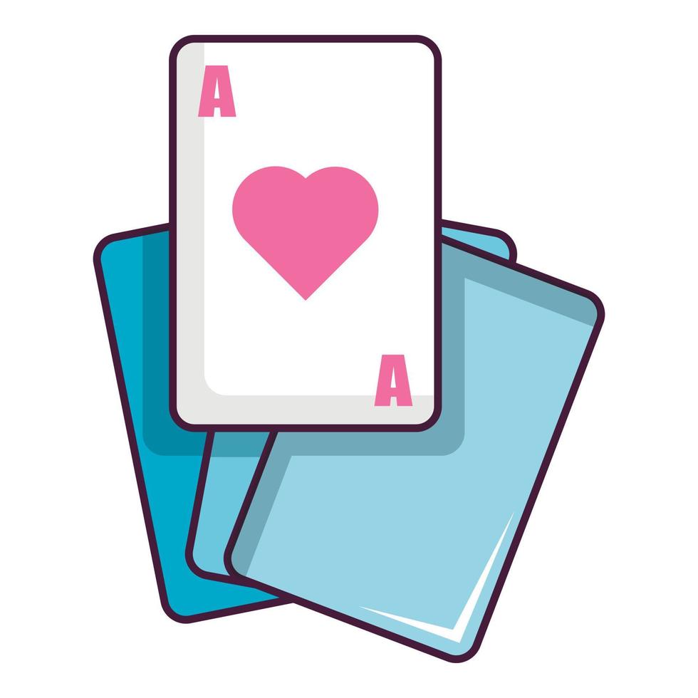 Red ace magic cards icon, cartoon style vector