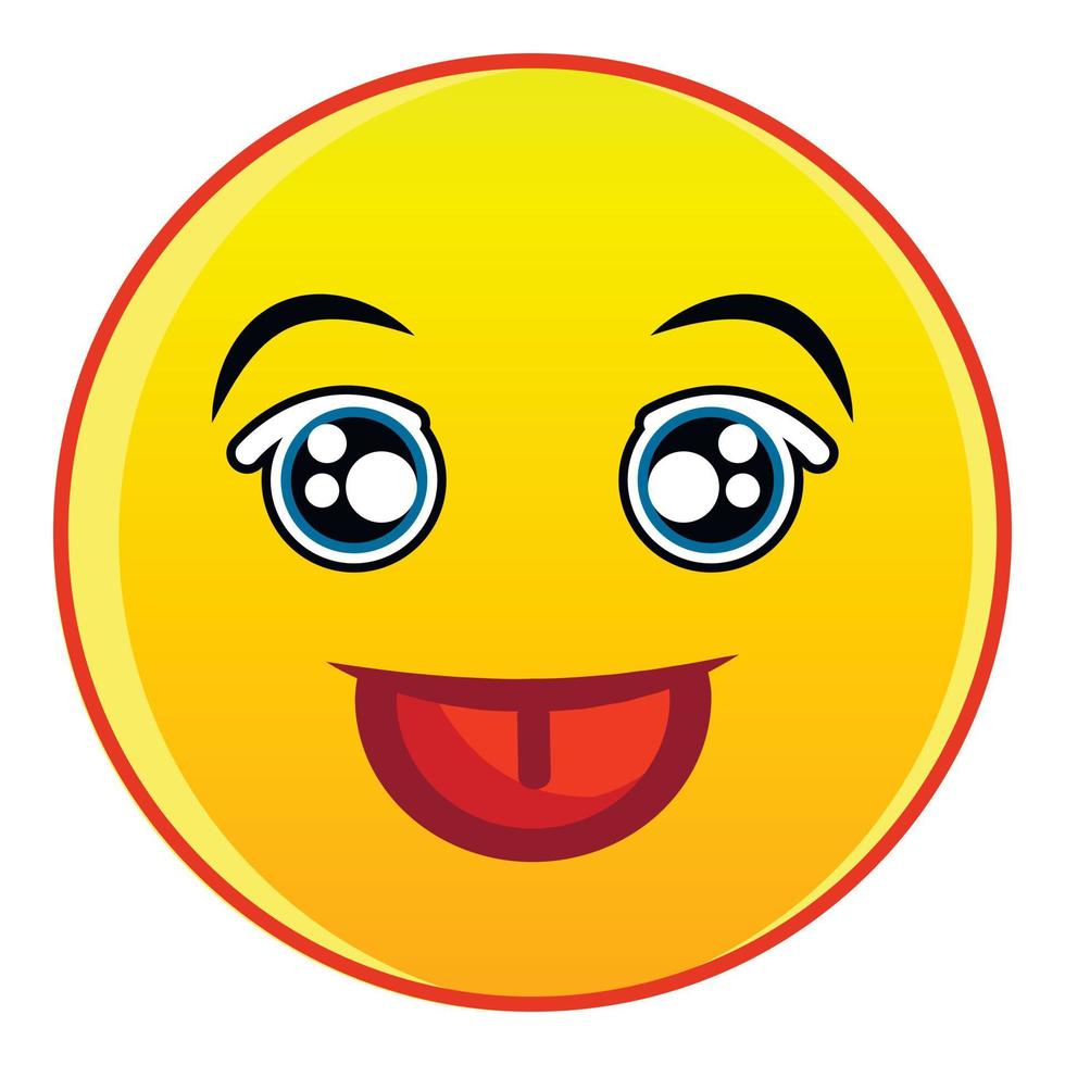 Smiling yellow emoticon icon, cartoon style vector