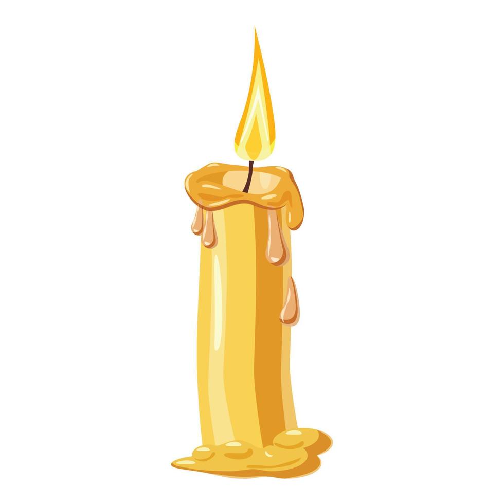 Melting candle icon, cartoon style vector