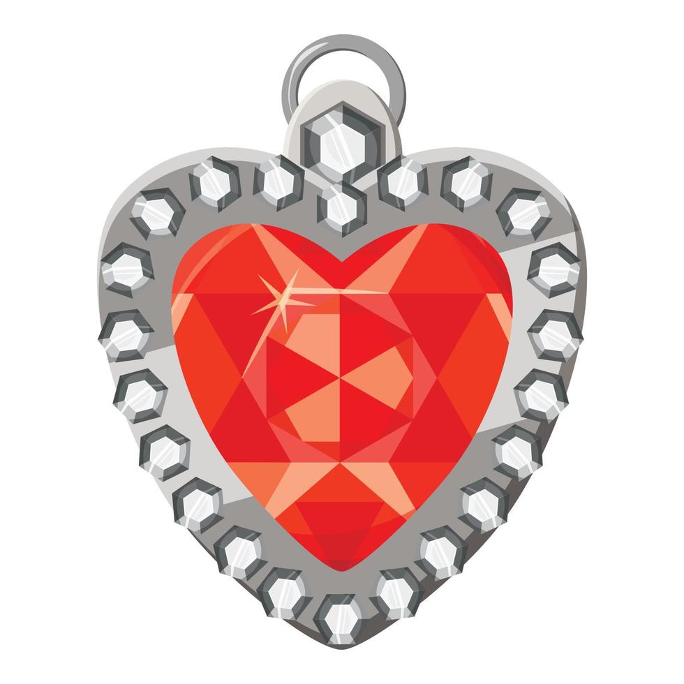 Heart shaped pendant icon, cartoon style vector