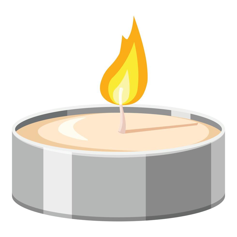 Tea candle icon, cartoon style vector