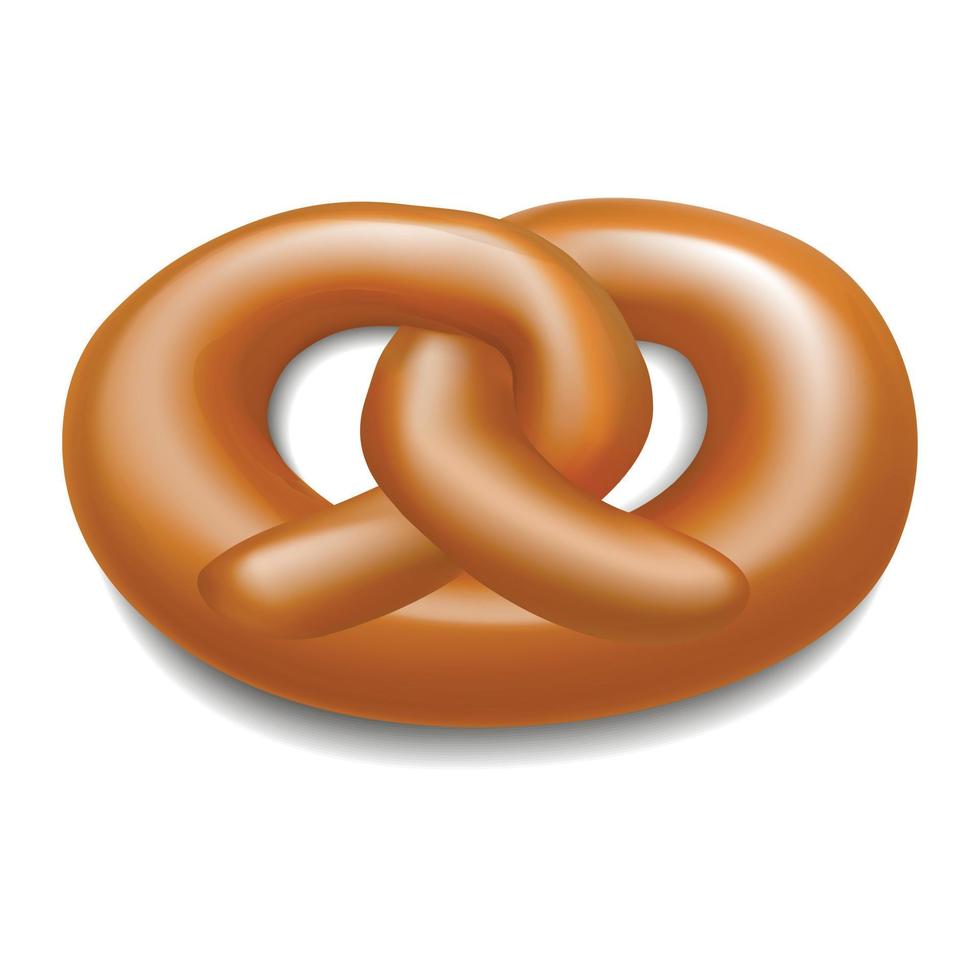 German pretzel icon, realistic style vector