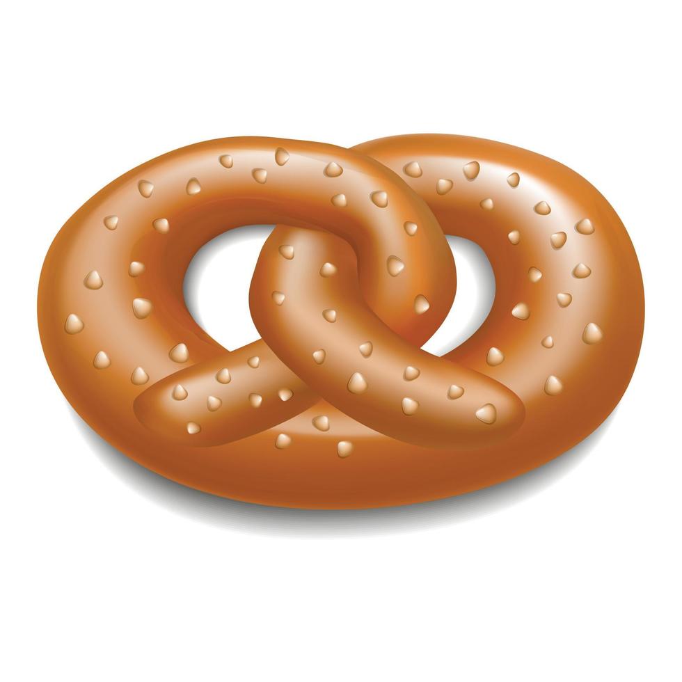 Fresh pretzel icon, realistic style vector