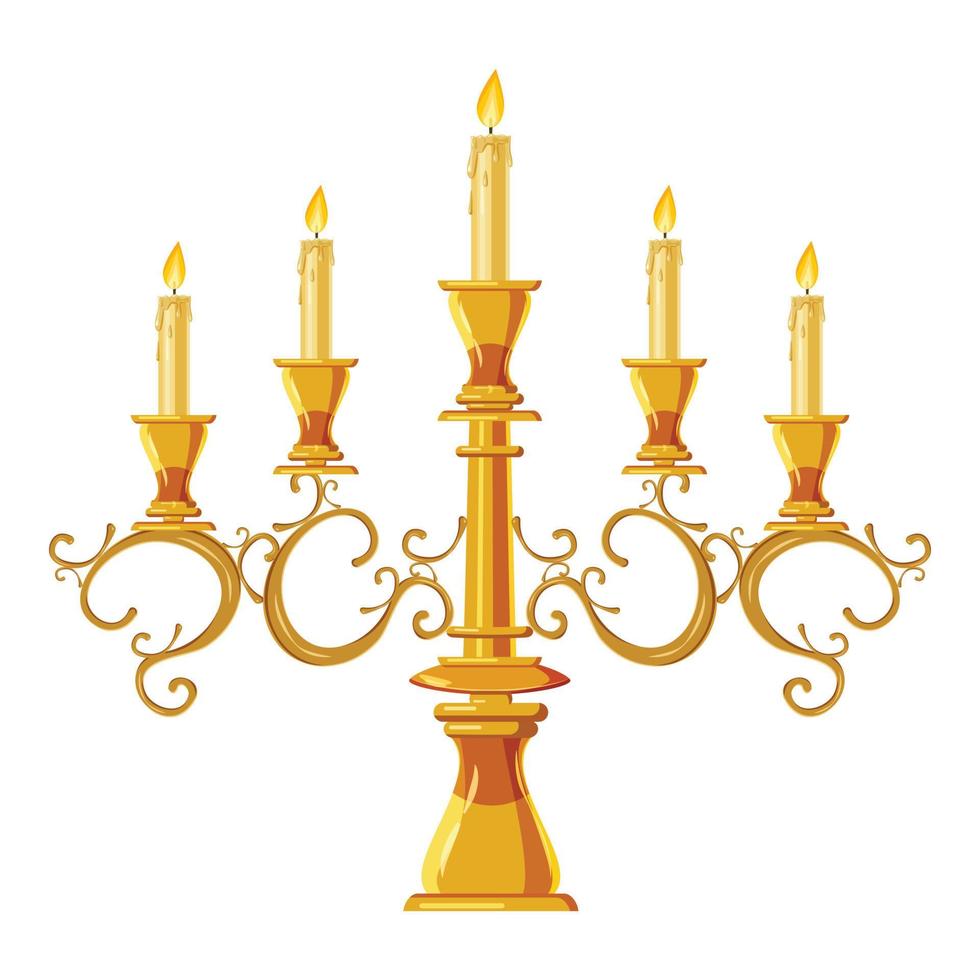 Chandelier with five candles icon, cartoon style vector