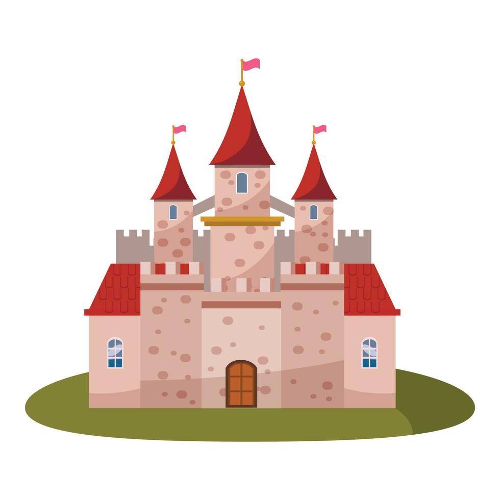 Castle icon, cartoon style vector
