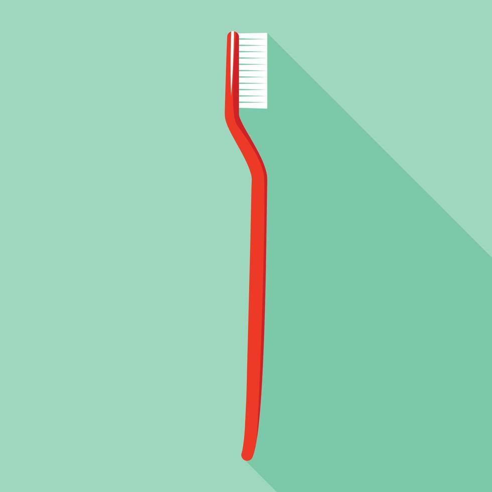 icono de cepillo de dientes rojo, estilo plano vector