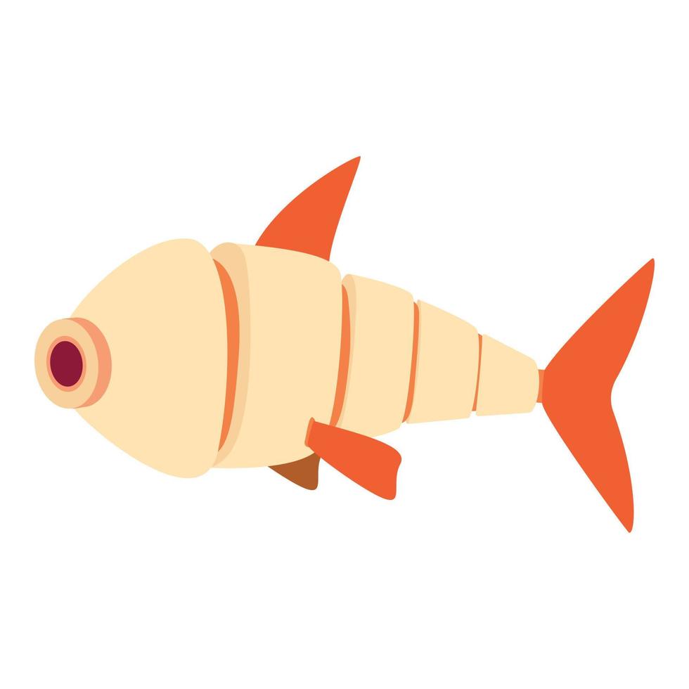 Robot fish icon, cartoon style vector