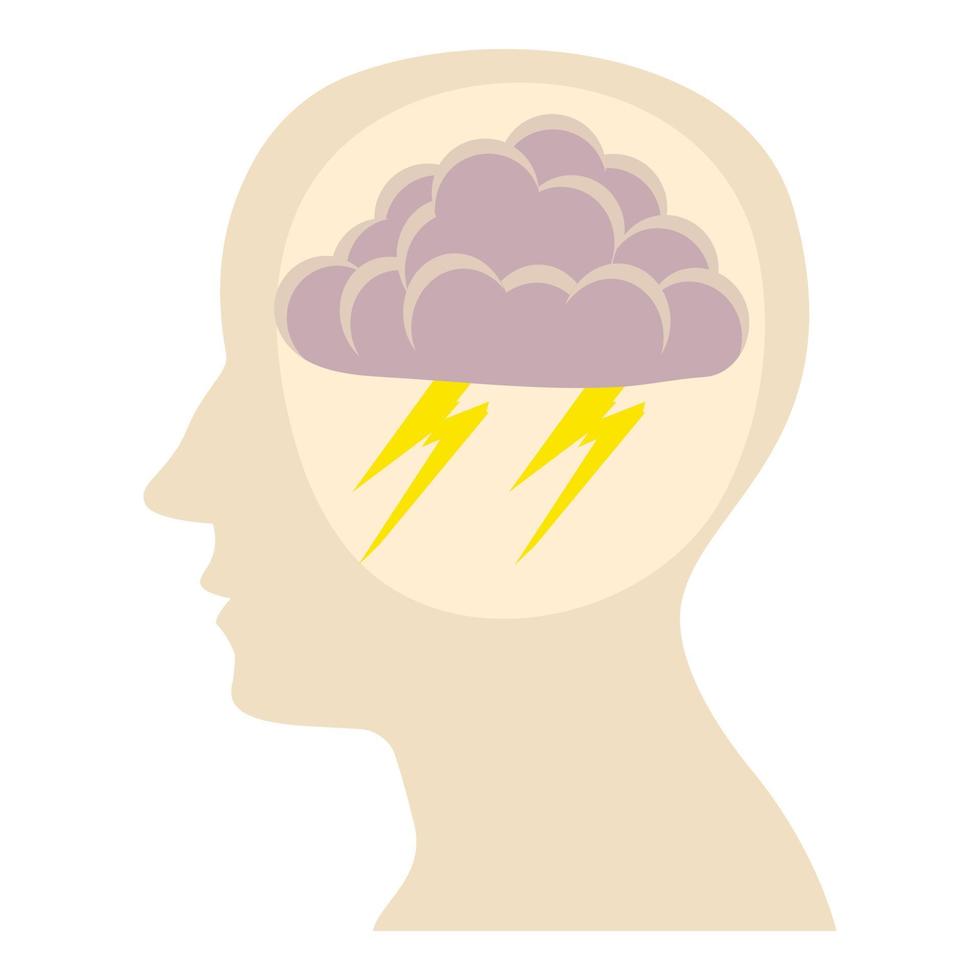 Head with storm icon, cartoon style vector