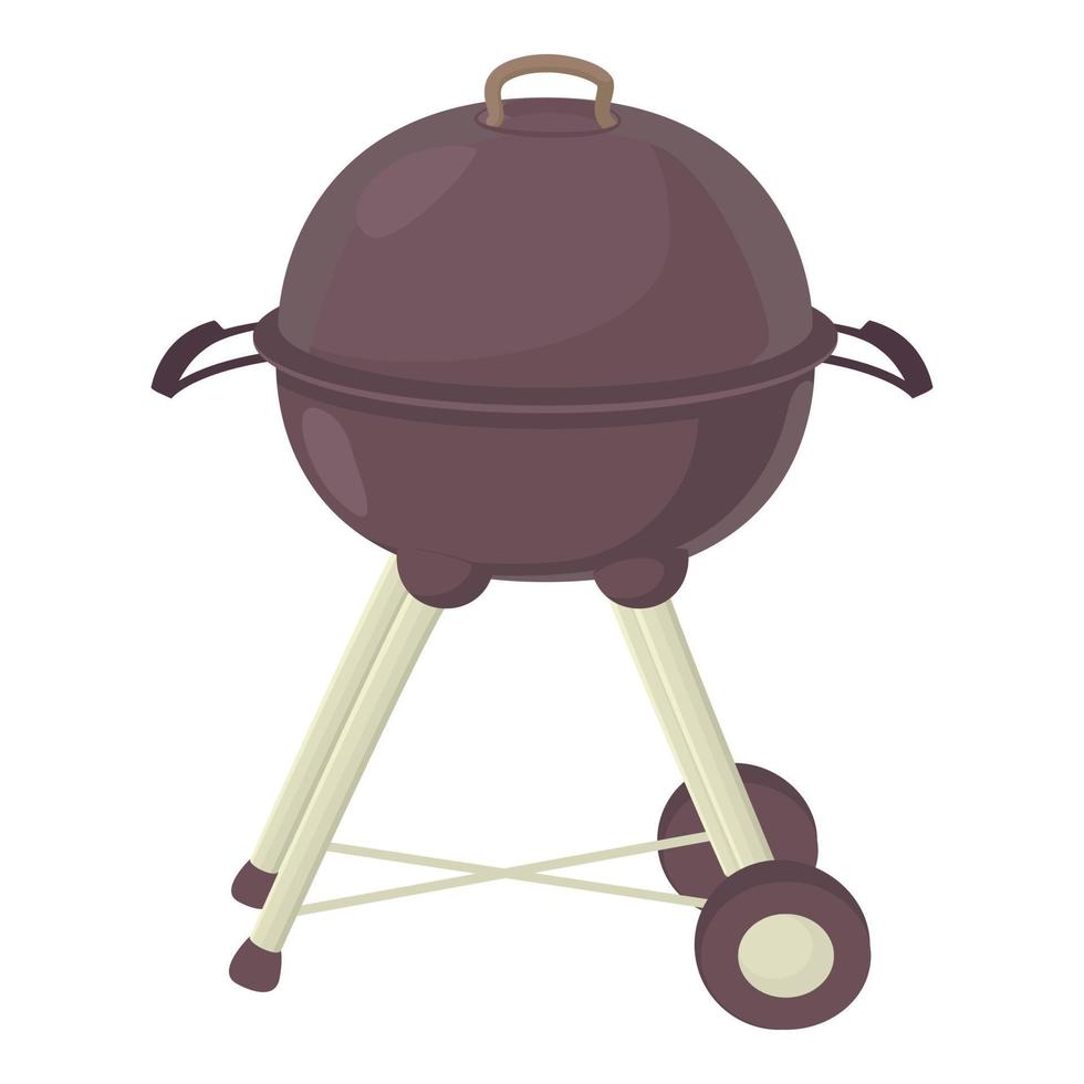 Kettle barbecue icon, cartoon style vector