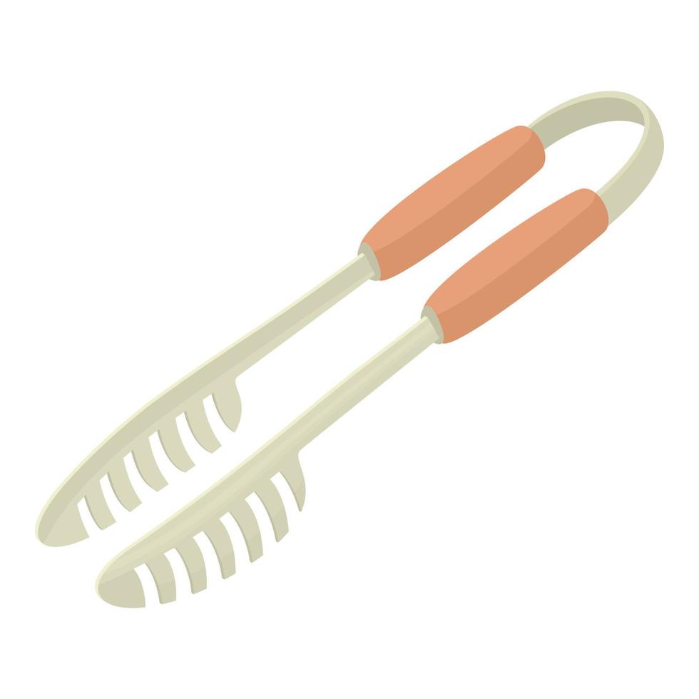 Barbecue tongs icon, cartoon style vector