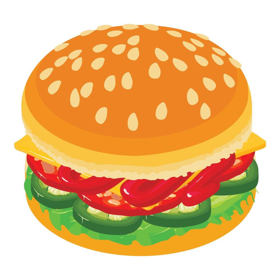 icono de hamburguesa, estilo isométrico vector