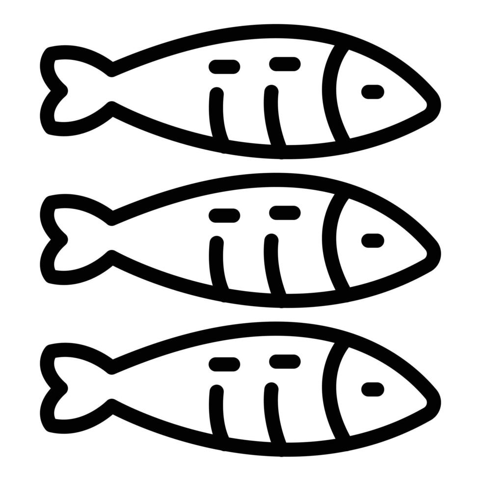 vector de contorno de icono de aceite de sardina. arenque de pescado