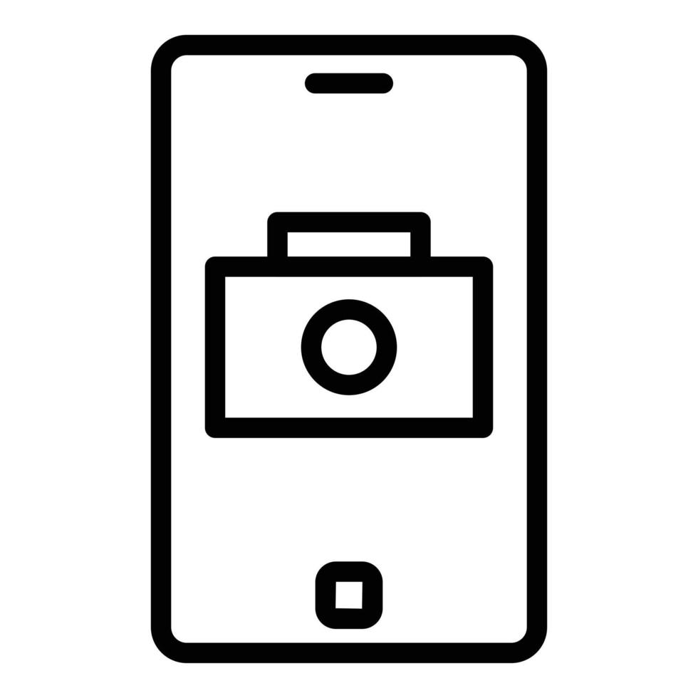 Camera icon outline vector. Button screen vector