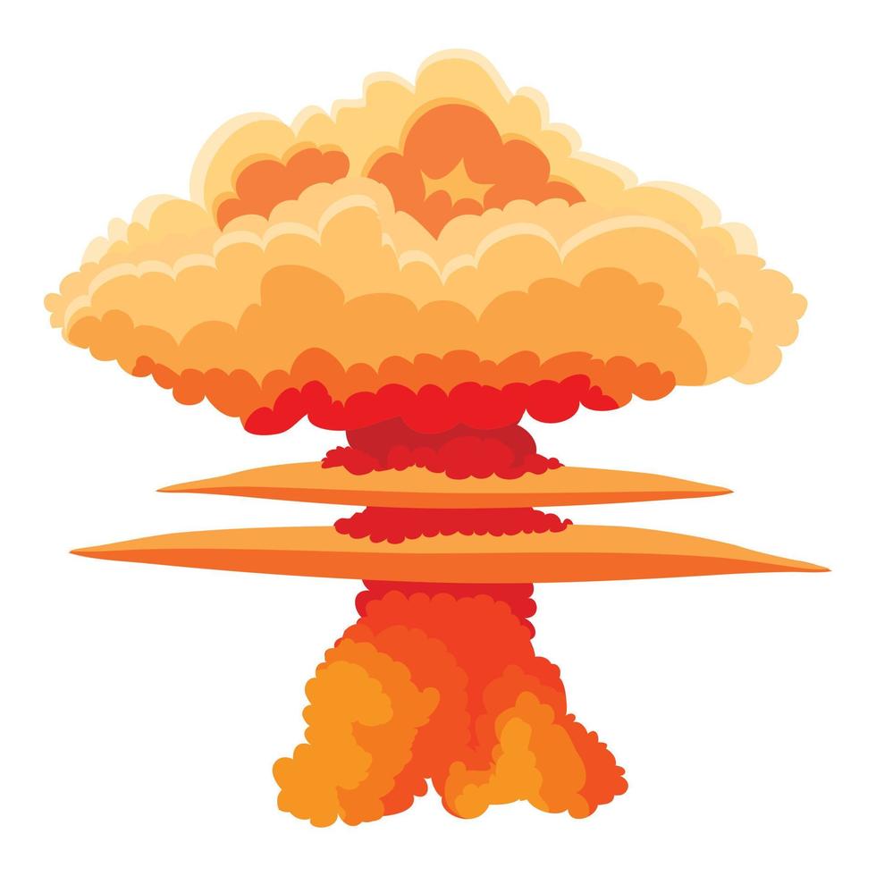 Nuclear explosion icon, cartoon style vector