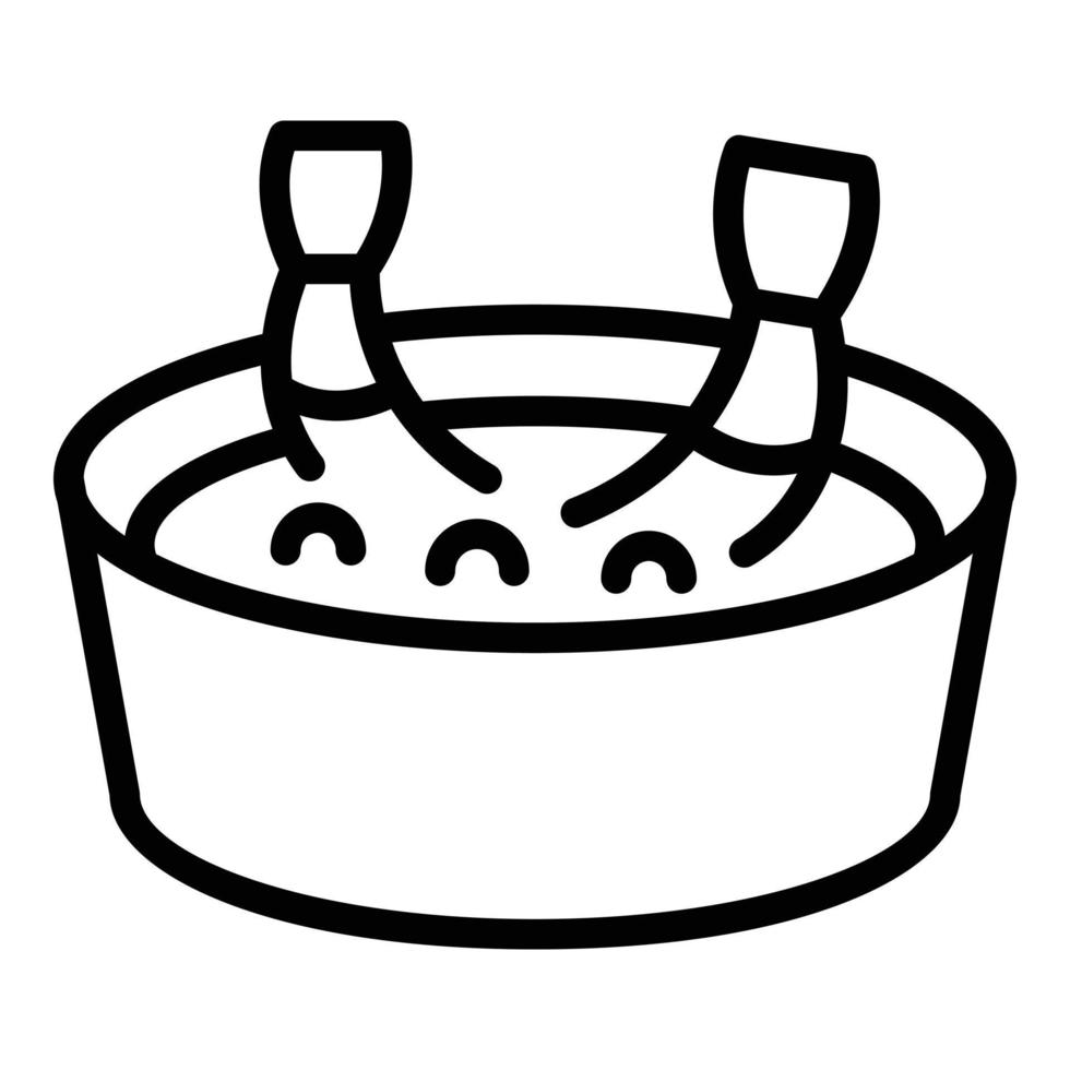 vector de contorno de icono de sopa de camarones. sushi asiático