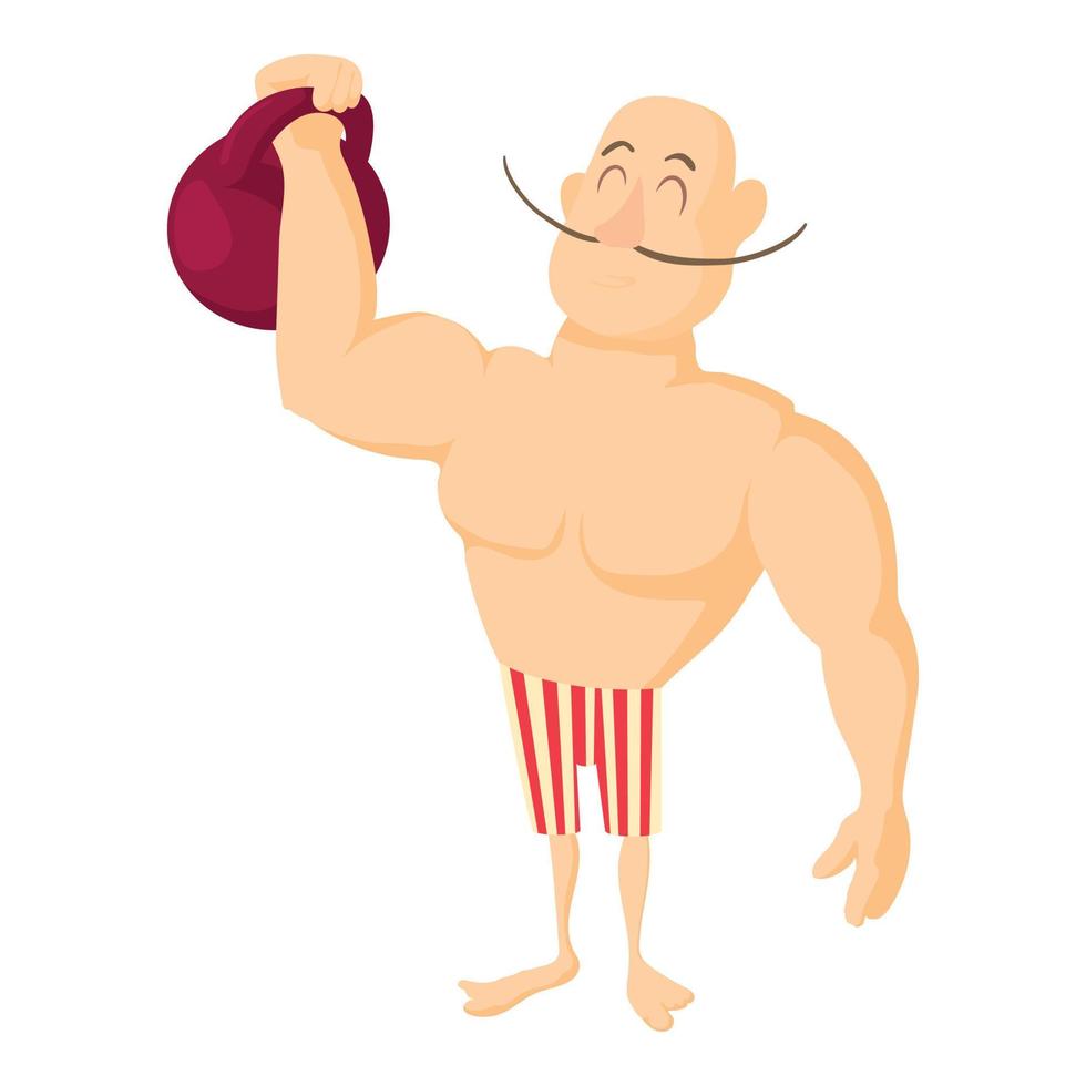 Circus strong man icon, cartoon style vector