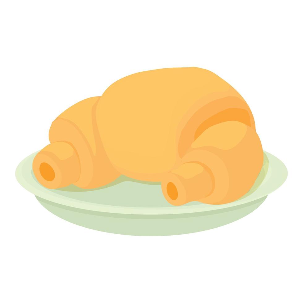 icono de croissant, estilo de dibujos animados vector