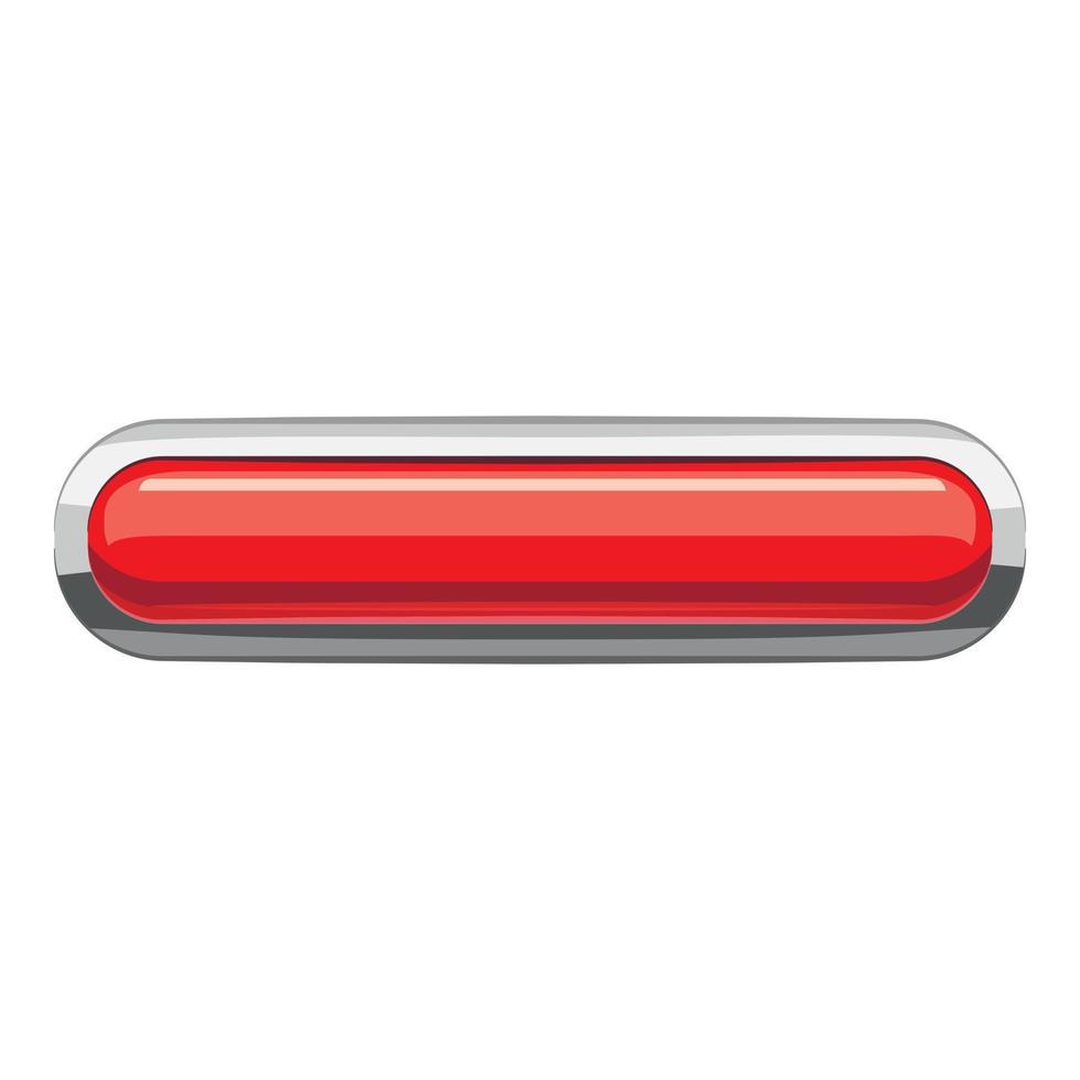 Red rectangular button icon, cartoon style vector