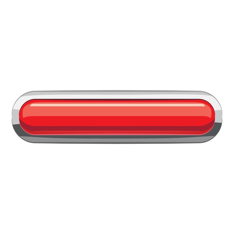 Red rectangular button icon, cartoon style vector