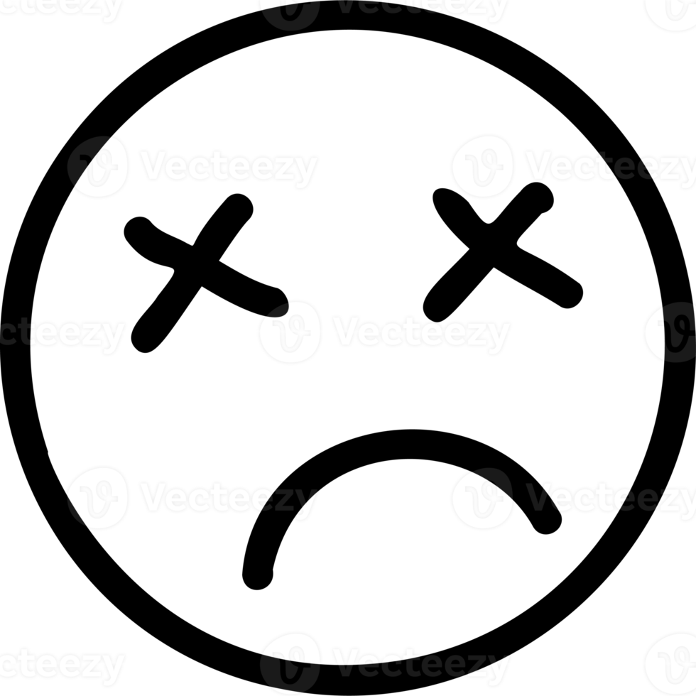 Sad emoticon with crosses instead of eyes png