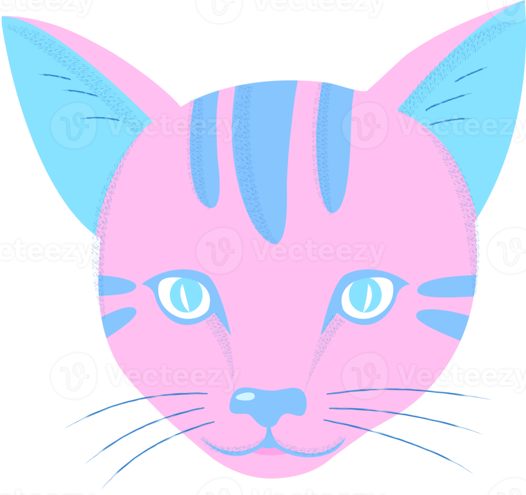 tête de clipart de chat de couleur étrange. png