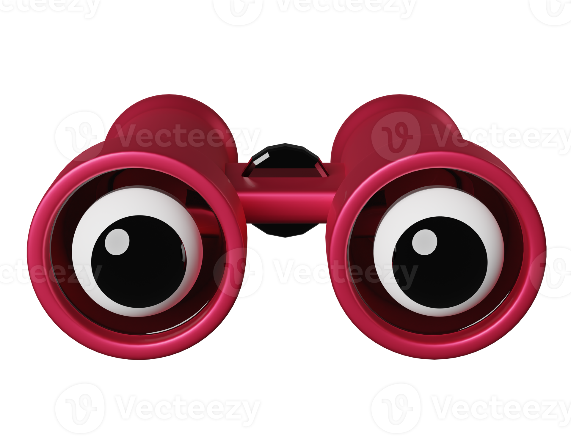 Free red binocular with eye isolated. 3d illustration or 3d render