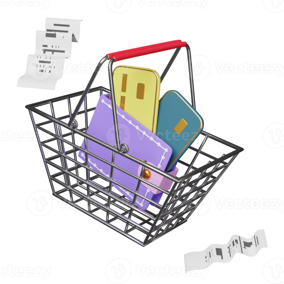 Stainless Steel Shopping Carts Or Basket With Wallet Credit Card stainless-steel-shopping-carts-or-basket-with-wallet-credit-card