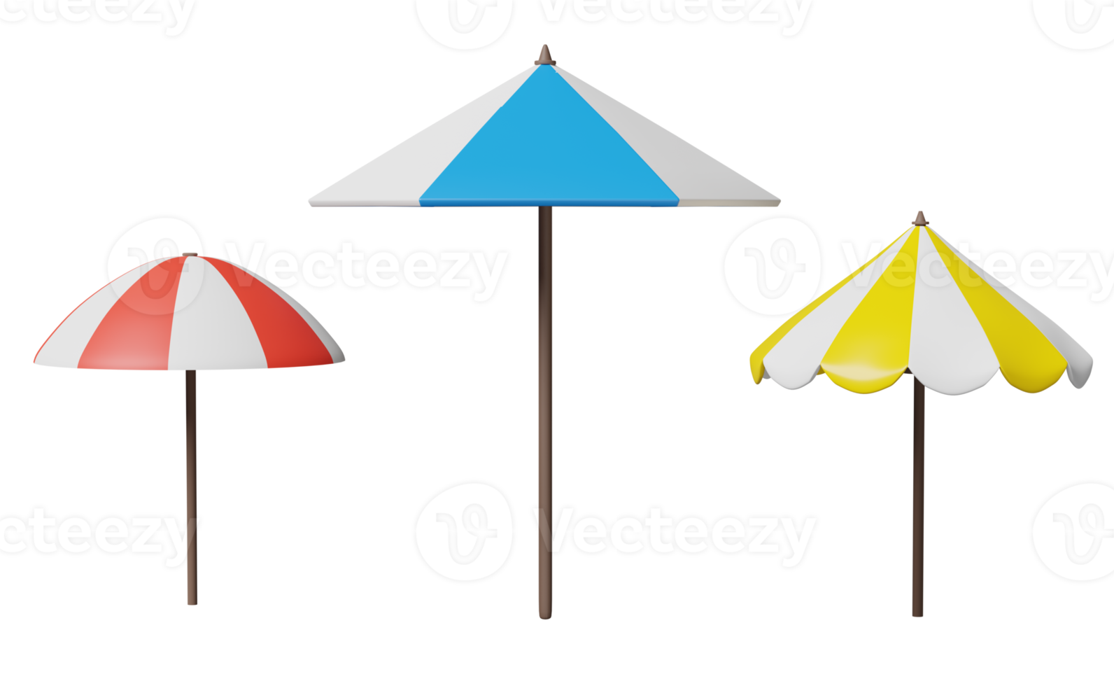 various color umbrella with raindrop isolated. concept 3d illustration or 3d render png