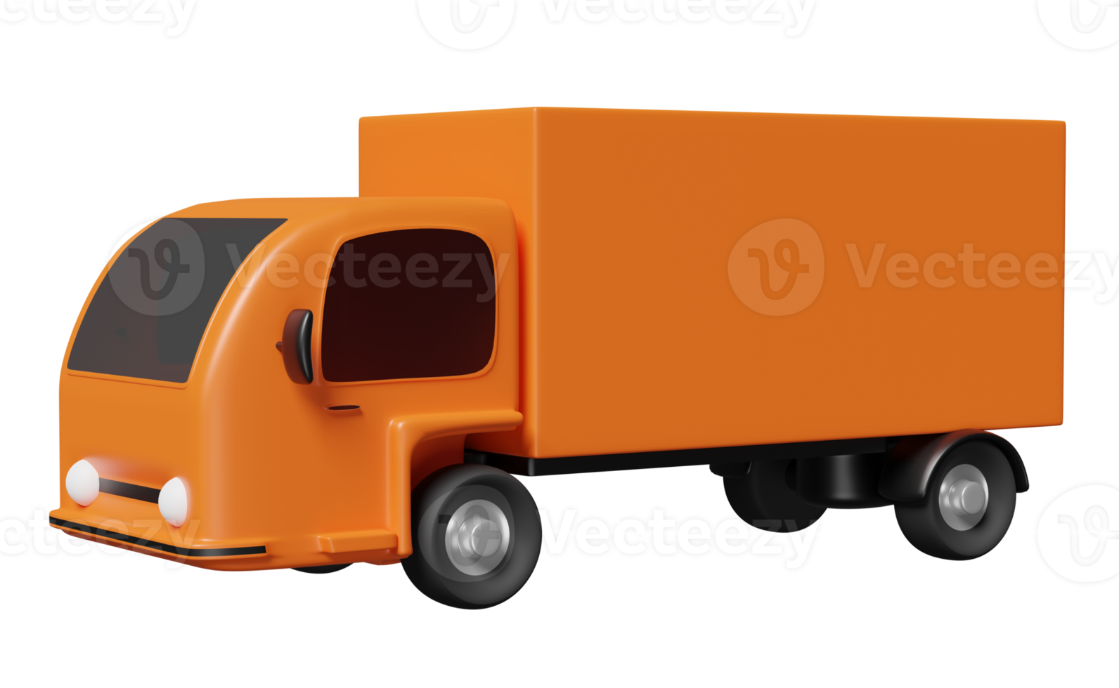 Orange delivery truck isolated. business delivery, service transport concept, 3d illustration or 3d render png