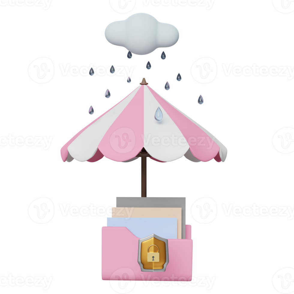 wolk opslagruimte downloaden, gegevens overdragen, internet veiligheid, privacy bescherming, ransomware beschermen concept, 3d illustratie, 3d geven png