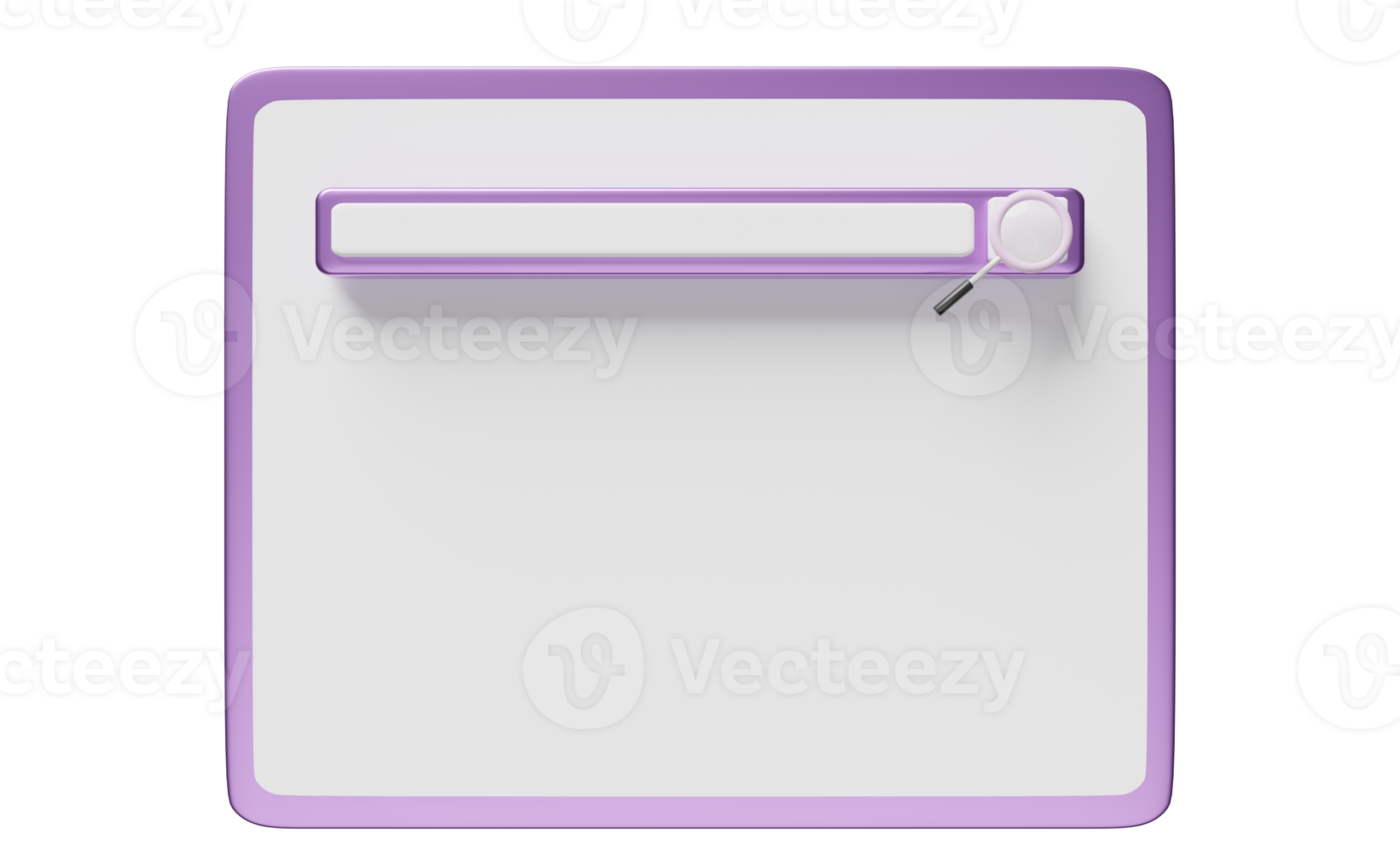3d tablet or mobile phone,violet smartphone computer with blank search bar, magnifying isolated, minimal web search engine, web browsing concept, 3d render illustration png