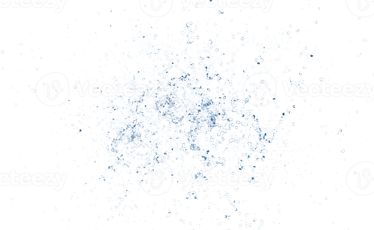 3d wasserspritzer transparent, klares blaues wasser verstreut herum isoliert. 3D-Darstellung png