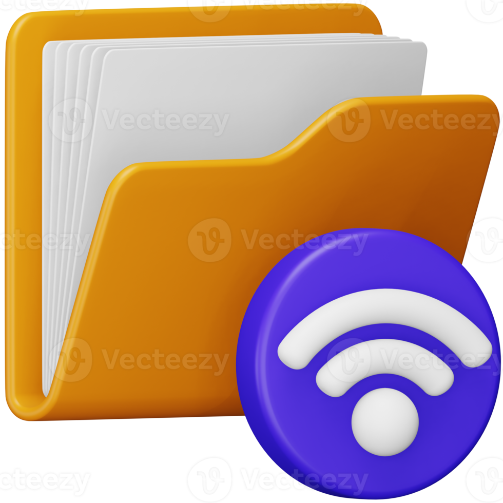 Wifi folder 3d rendering isometric icon. png