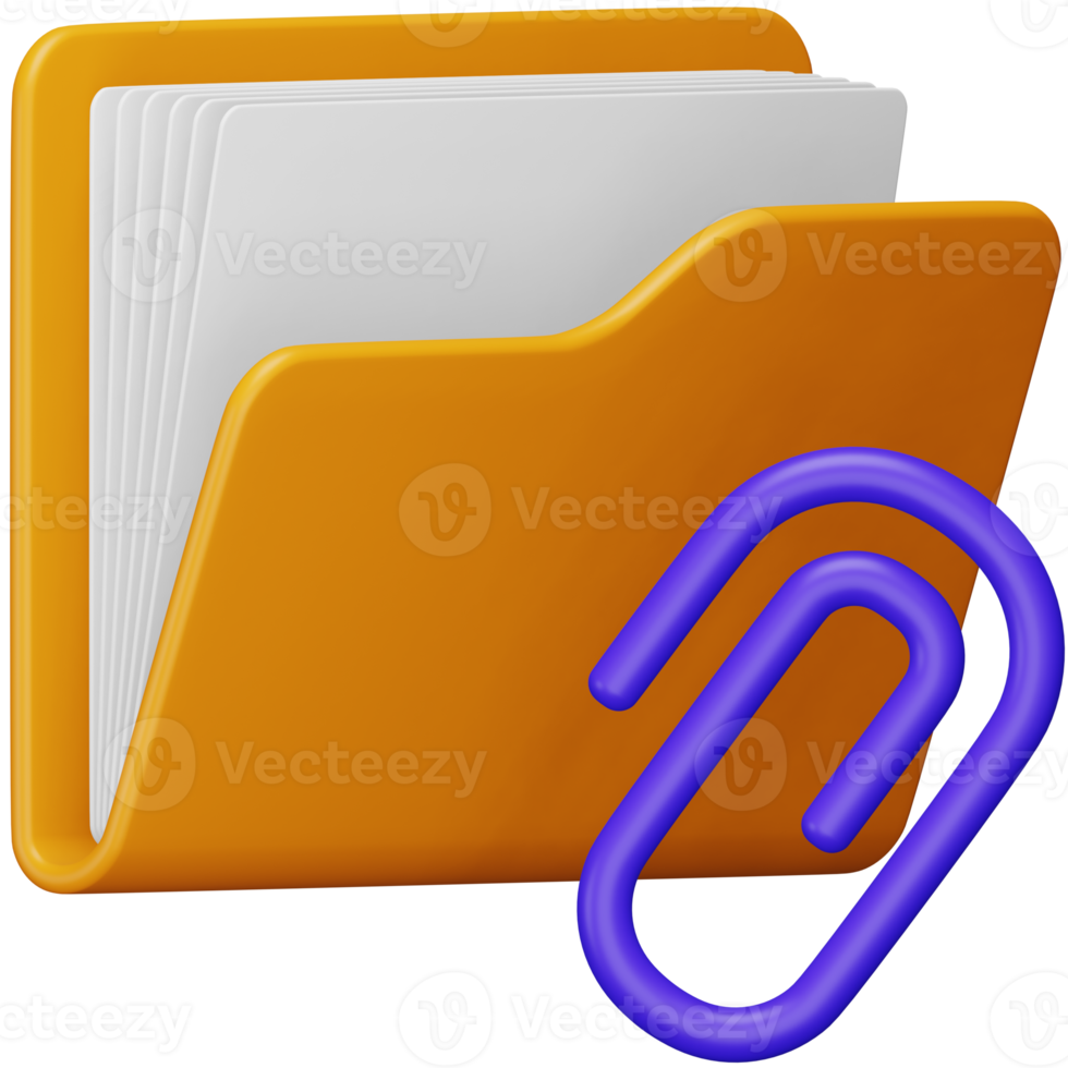 Folder attachment 3d rendering isometric icon. png