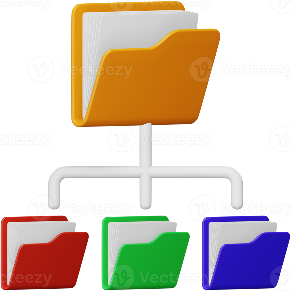 Folder tree 3d rendering isometric icon. png