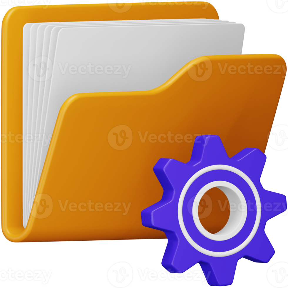 Folder gear 3d rendering isometric icon. png